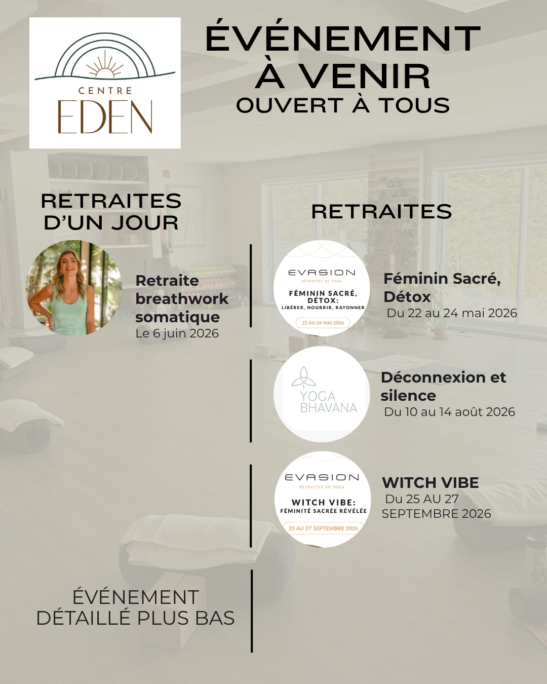 événement au centre eden dans les laurentides